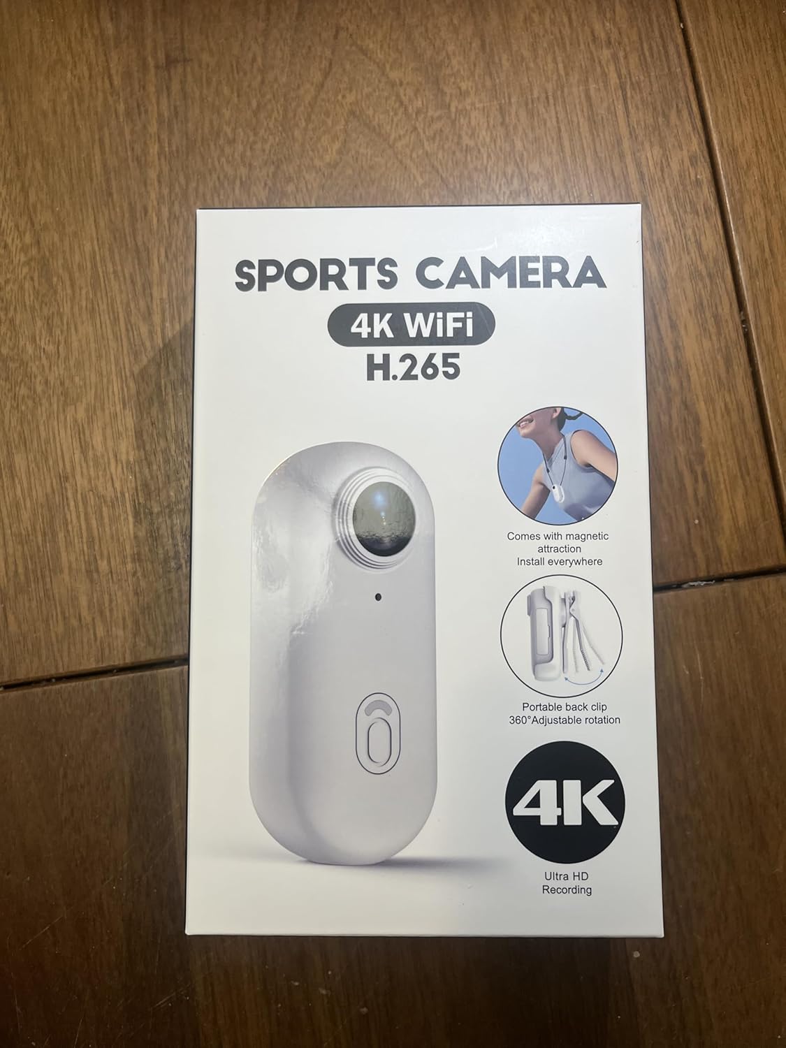 4K Actiecamera, duim actiecamera, klein formaat, overal te monteren, kleine lichaamscamera met veerclip, draagbare vlogging, handsfree POV-opname, helmcam voor fietsen, motorfiets (4K-128G)