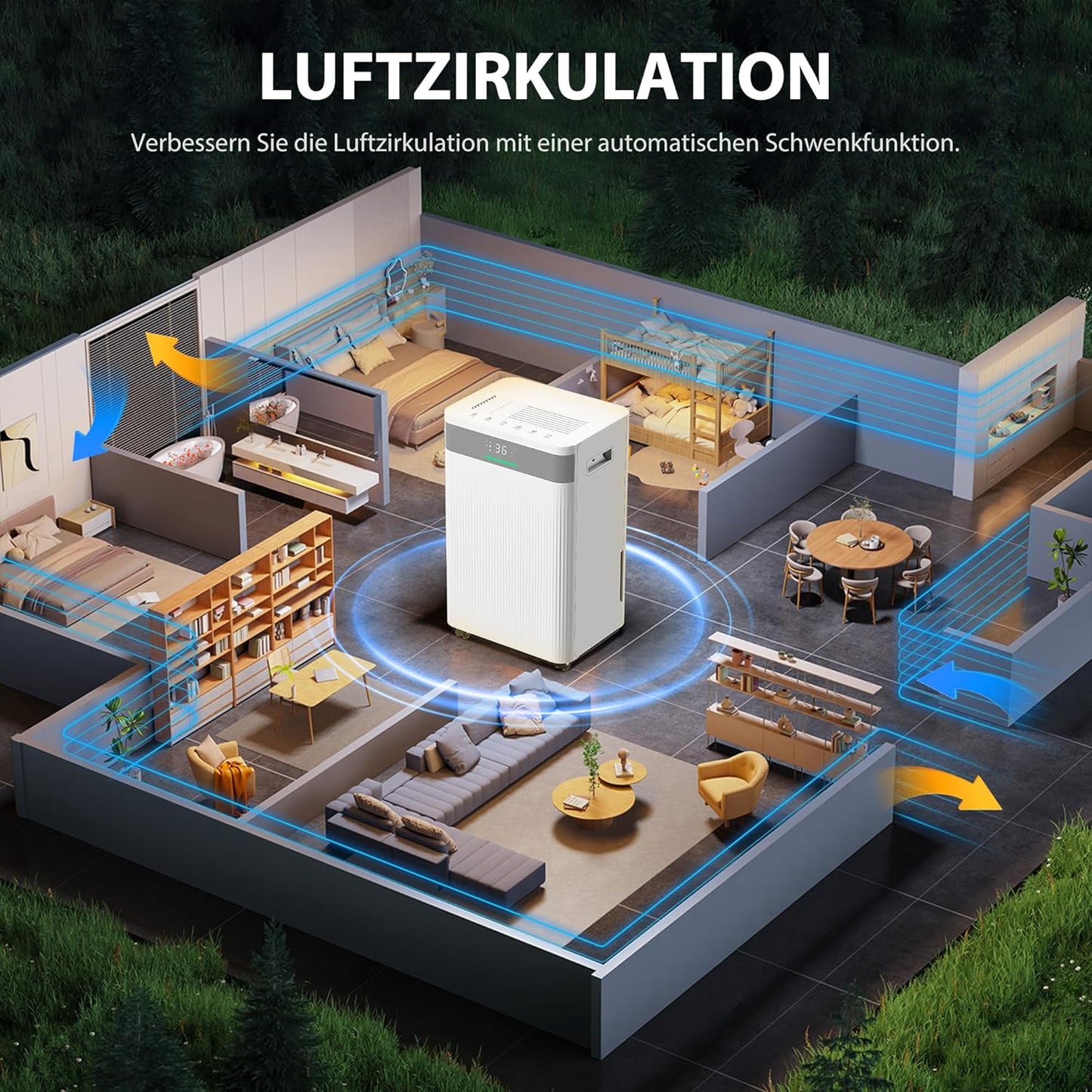 Luchtontvochtiger – Vochtvreter – Ontvochtiger – Dehumidifier – Raumentfeuchter – 20L per dag – 4,5L Waterreservoir met Digitale Vochtigheidsmeter