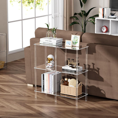 Acryl consoletafel, 3-laags acryl boekenplank boekenkast, vrijstaand, 75 x 30 x 80 cm (transparant)