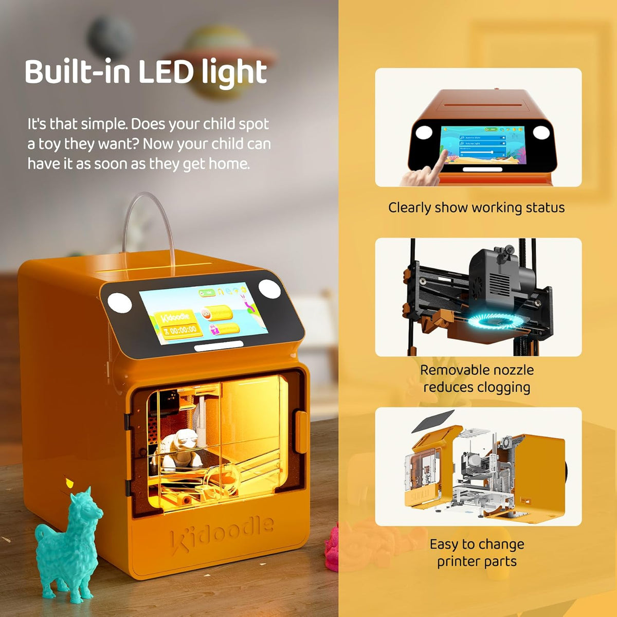 Mini 3D-printer voor kinderen, veilig voor kinderen, speelgoed 3D-printer, STEM leerhulp, wifi en app-bediening, wekelijkse update, speelgoedbibliotheek, touchscreen, mini-formaat, gemakkelijk in te