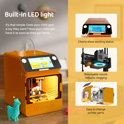 Mini 3D-printer voor kinderen, veilig voor kinderen, speelgoed 3D-printer, STEM leerhulp, wifi en app-bediening, wekelijkse update, speelgoedbibliotheek, touchscreen, mini-formaat, gemakkelijk in te