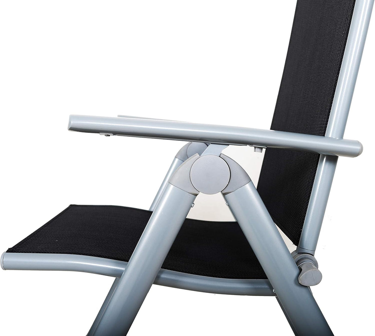 Chicreat High-Back Folding Camping Chair, Silver/Black, Aluminium