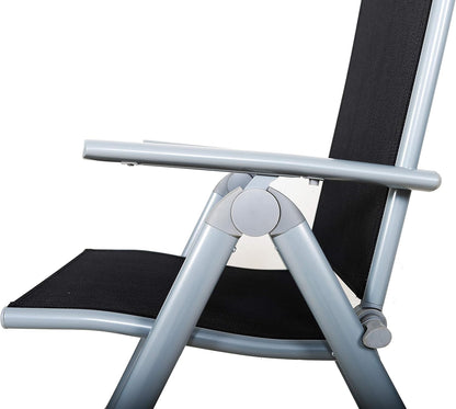 Chicreat High-Back Folding Camping Chair, Silver/Black, Aluminium