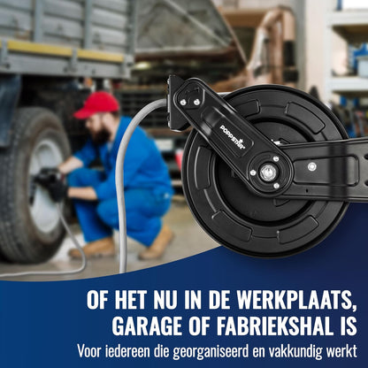 Poppstar Luchtslanghaspel van staal (20m+2m, diameter (9,2x15mm)), aansluitingen 1/4 inch BSPT