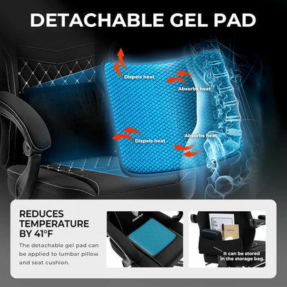Dowinx Gaming Chair with Pocket Spring Cushion, Massage Gaming Chair with Footrest, Ergonomic Racing Gamer Chair, Maximum Load 150 kg, Black - QUORE