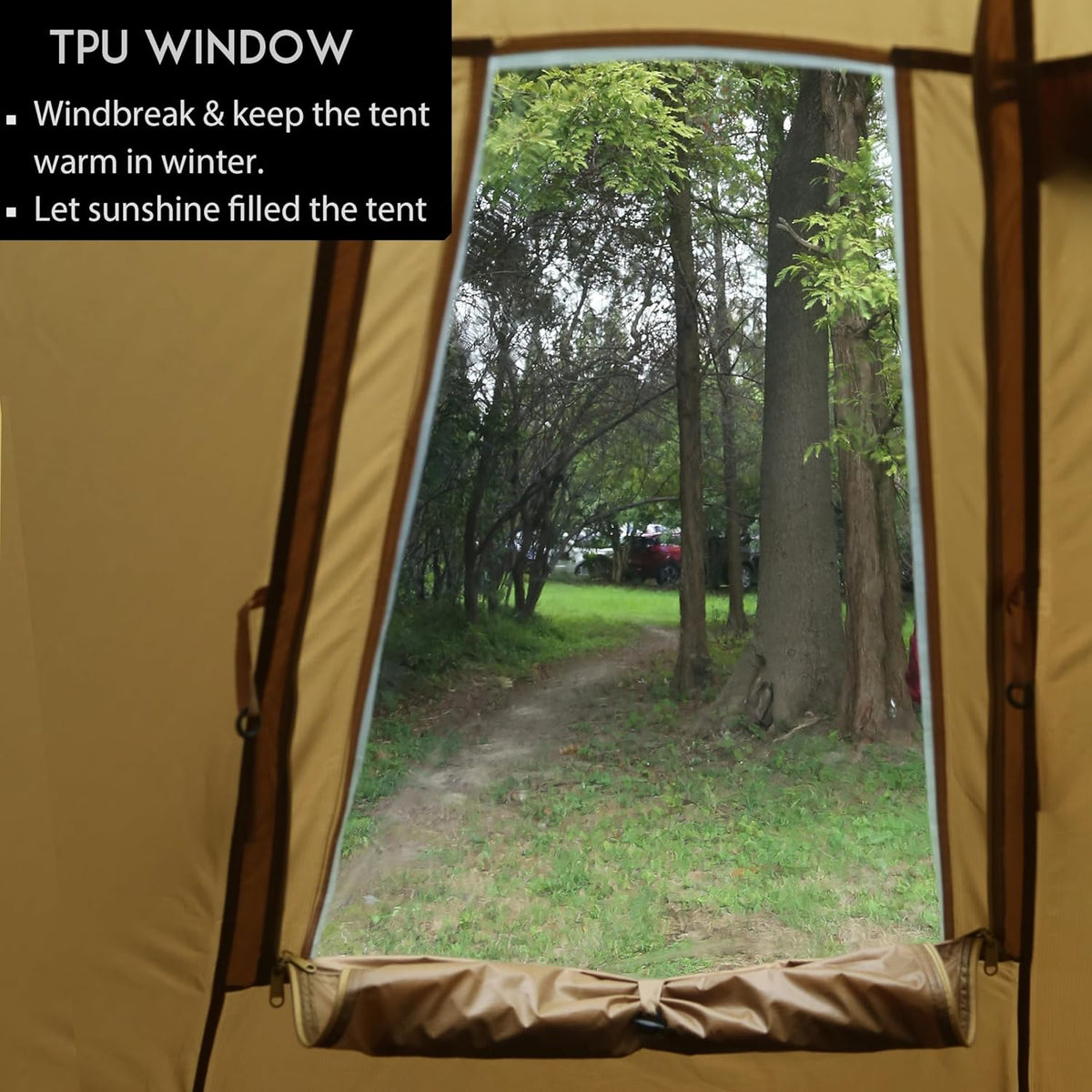 Preself 4~6 Persoon Tipi Hot Tent T3 XL met Schermvenster, Hoogte 8 '6 "2,6 m, Diameter 15' 4,6 m, voor Hout Buring Kachel Bushcraft Familie Camping Jacht Vissen (Tent)