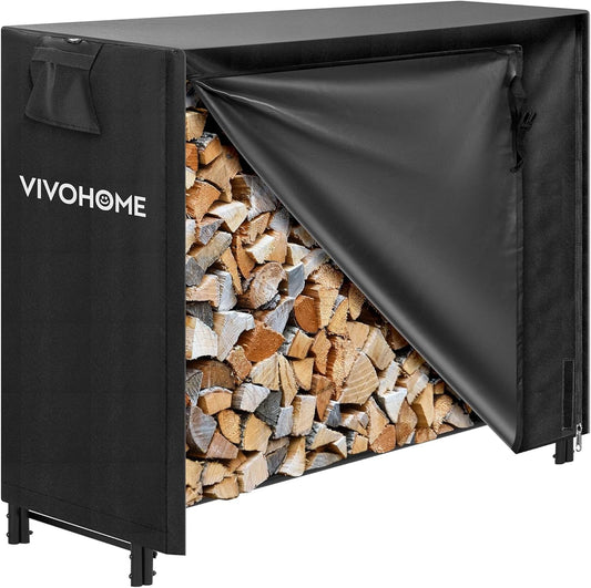 VIVOHOME Haardhoutrek met deksel Combo Buitenhoutopslag Waterdicht Zwaar 1,2 m