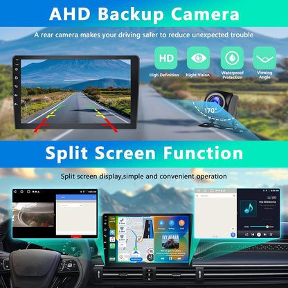 2+64G Auto Radio 2 din Android met Bluetooth GPS -Navigatie, Motorsi Dubbele din Carplay Radio Auto met Scherm, Stereo Auto Support Mirrorlink/FM/WIFI/USB/SWC + Achteruitrijcamera + Microfoon