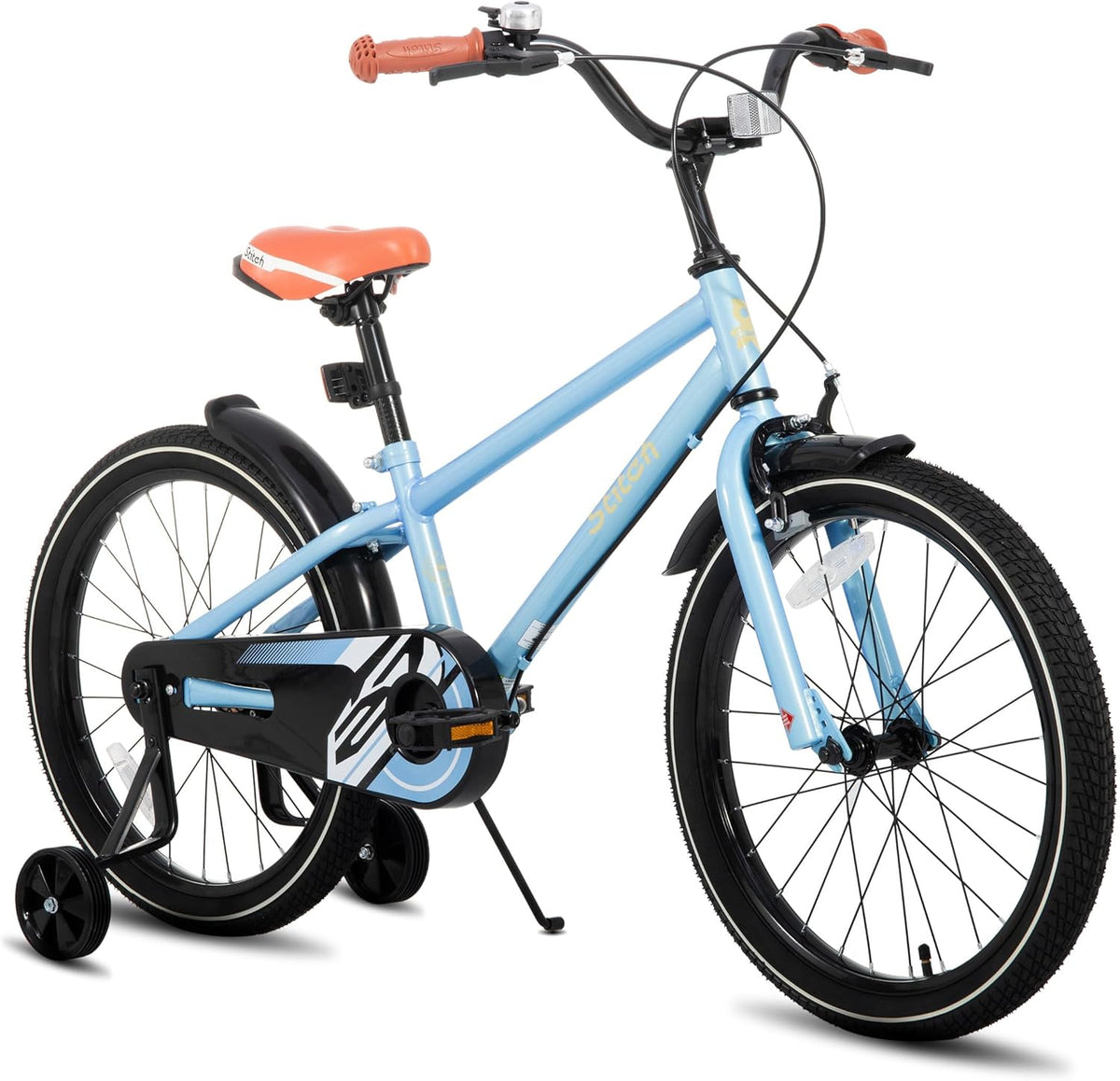 STITCH Vintage 18 inch kinderfiets voor jongens en meisjes van 6 - 8 jaar, met stablizer en standaard, blauw