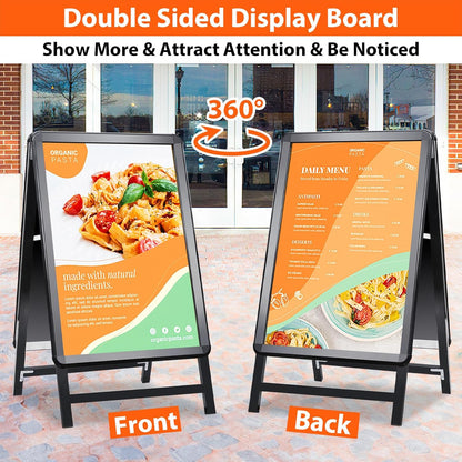 Stoepbord A1 Zwart – A-Bord – Sandwichbord – Reclamebord – Menubord – Dubbelzijdig – Opvouwbaar 9 Cm