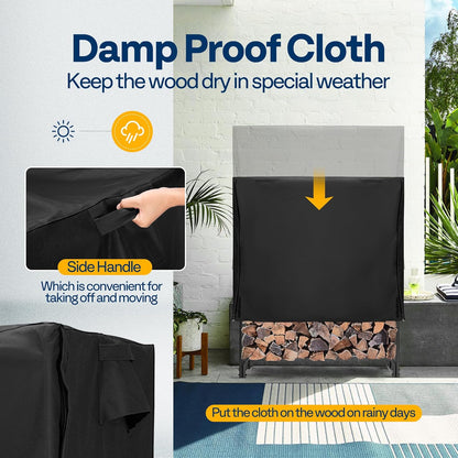 VIVOHOME Haardhoutrek met deksel Combo Buitenhoutopslag Waterdicht Zwaar 1,2 m
