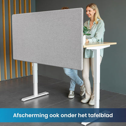 Ergotopia Akoestische Scheidingswand voor Bureau (120 x 80 x 2,8 cm), Verstelbare Zichtbescherming voor Kantoor | Focus Bureauscheidingswand in Grijs, Geluidswerende Ruimteverdeler met Klemmen