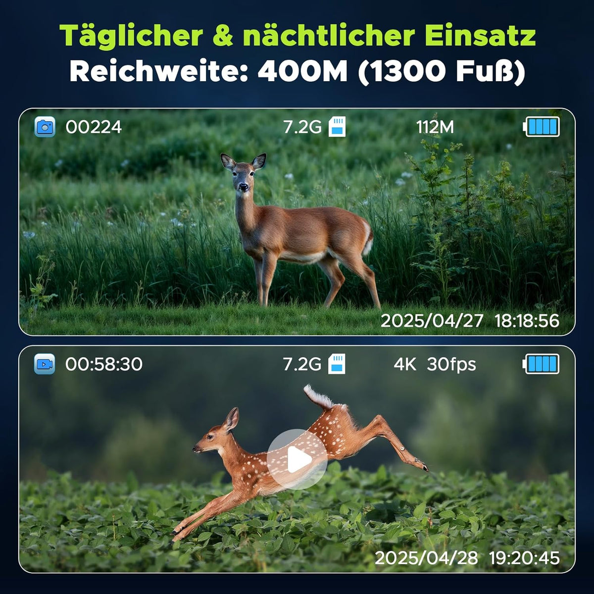 Nachtzichtapparaat, 112 MP 4K nachtzichtapparaat, jacht met 12 x digitale zoom en 5000 mAh oplaadbaar, 64 GB TF-kaart, infrarood zicht, 400 m bereik, perfect voor jacht, camping en veiligheid
