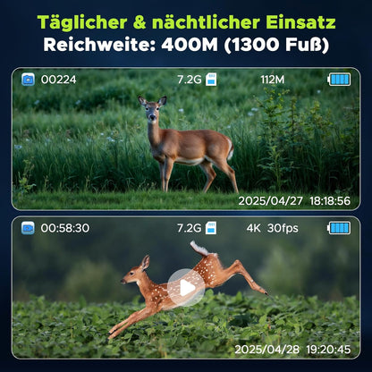 Nachtzichtapparaat, 112 MP 4K nachtzichtapparaat, jacht met 12 x digitale zoom en 5000 mAh oplaadbaar, 64 GB TF-kaart, infrarood zicht, 400 m bereik, perfect voor jacht, camping en veiligheid