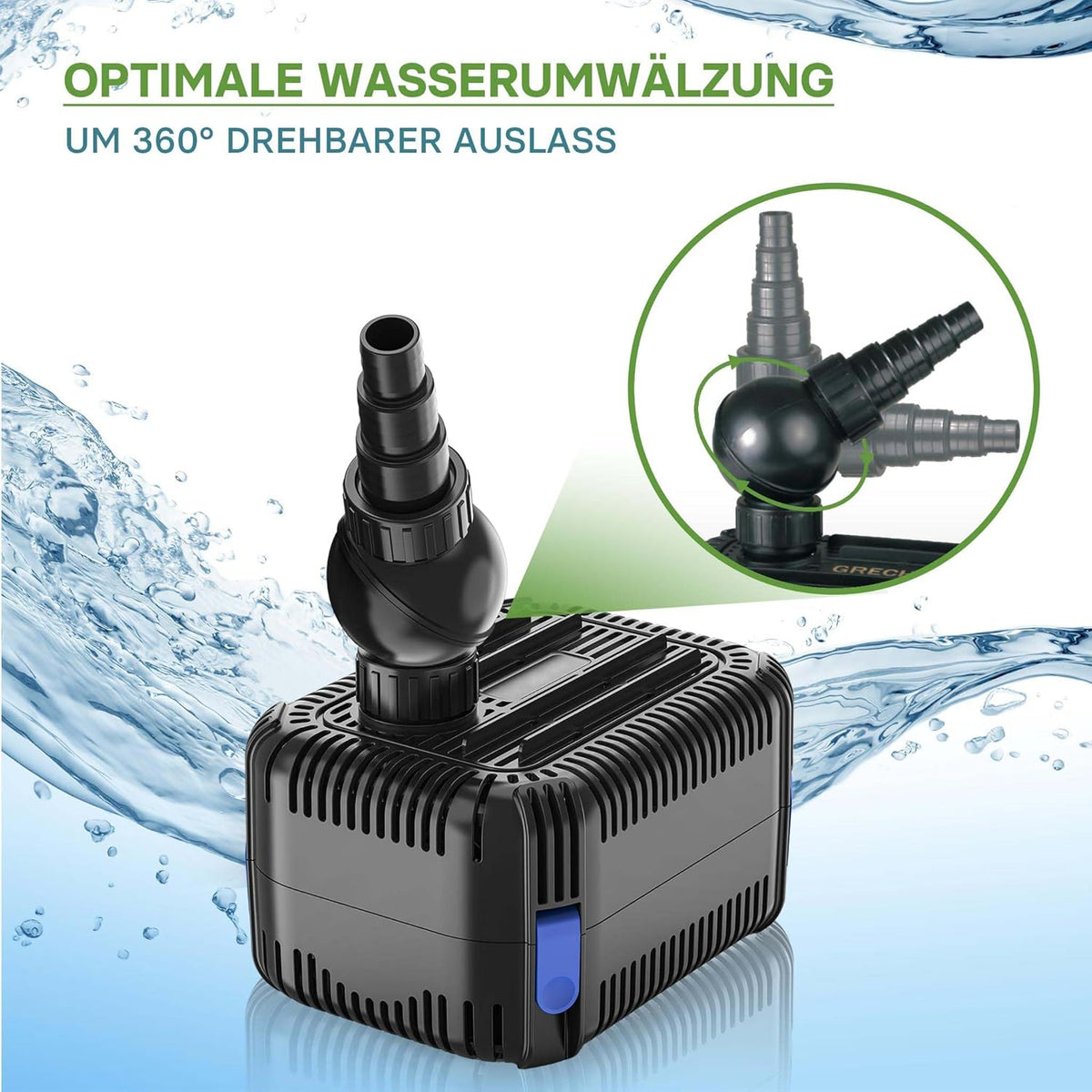 SunSun CDF-5800 vijverpomp 24 V DC 5000 l/h 40 W met ingebouwde blokkeer- en droogloopbeveiliging