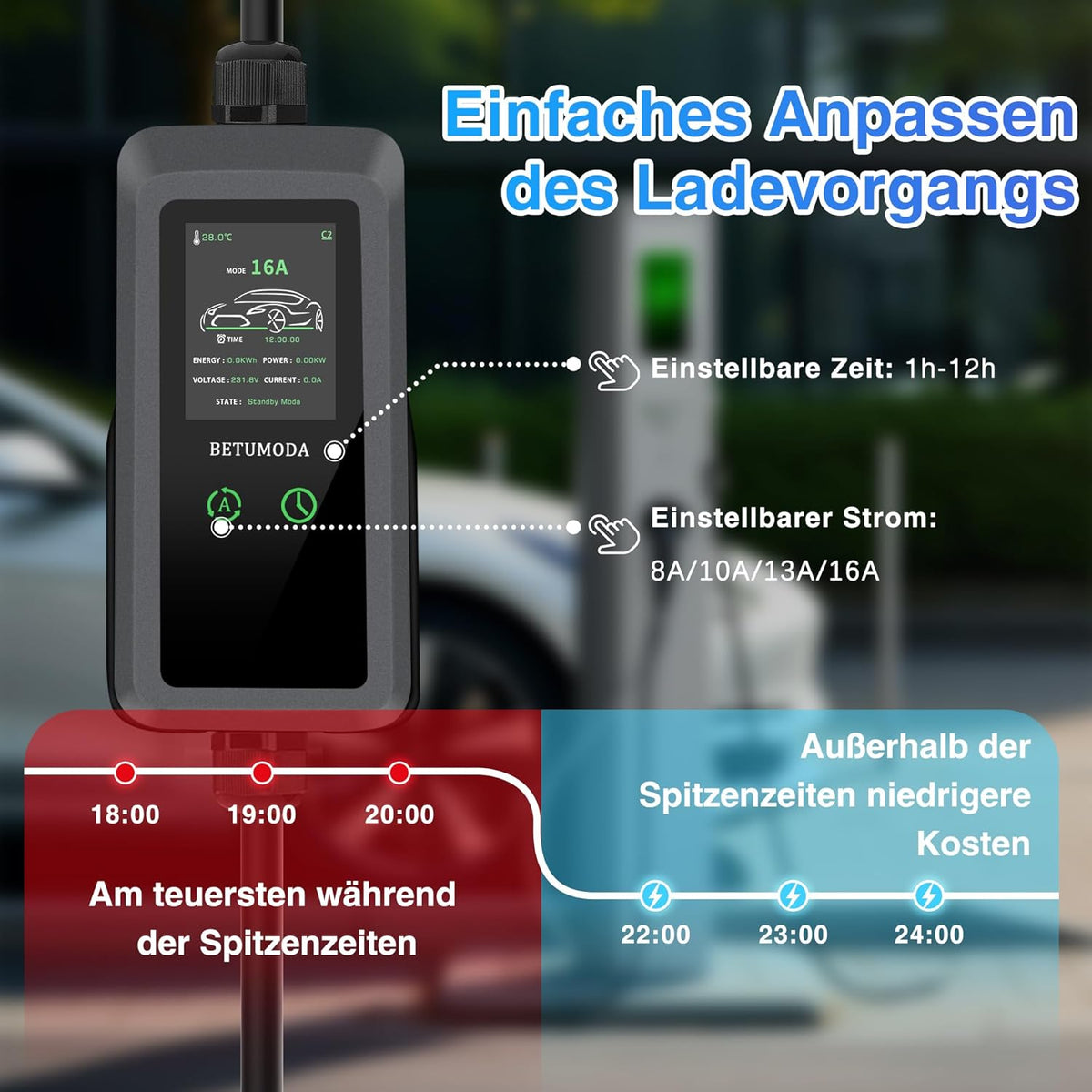 Type 2 Oplaadkabel – EV Laadkabel – Elektrische Auto Kabel – Laadsnoer – Mobiele Laadkabel – Instelbaar Laadvermogen Tot 11 kW – Veilig & Flexibel