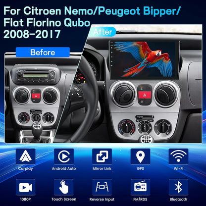 Carplay car radio for Citroën Nemo/Peugeot Bipper/Fiat Fiorino Qubo 2008-2017