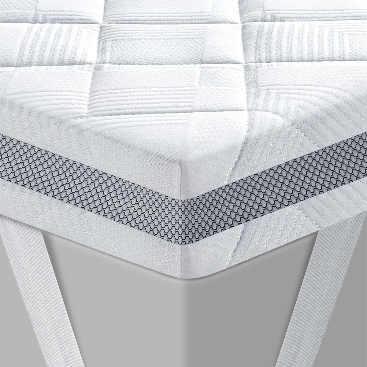 Matrastopper – Geltopper – Topmatras – Matrasbeschermer – Gelmatras 100 x 200 cm – 10 cm Koudschuimkern H3/H4 – Ademend 3D-Mesh Overtrek