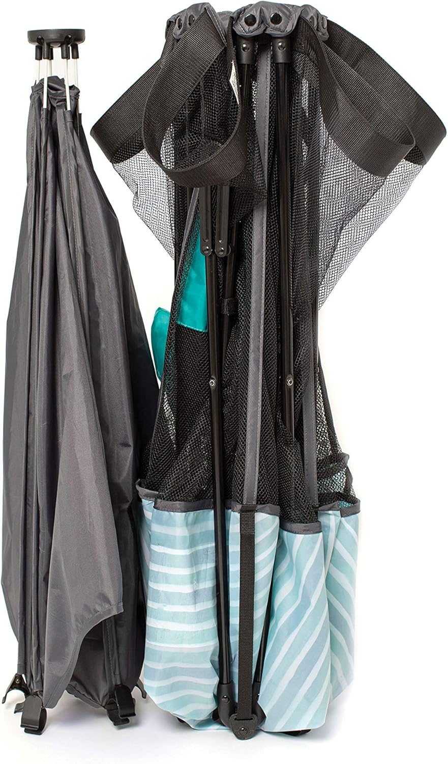 Baby Delight Go with Me Eclipse Mesh Portable Playard | Boxbox | Sunroof | Indoor and Outdoor | Watercolor Stripe Base - QUORE