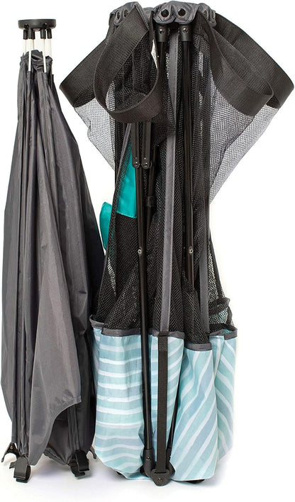 Baby Delight Go with Me Eclipse Mesh Portable Playard | Boxbox | Sunroof | Indoor and Outdoor | Watercolor Stripe Base - QUORE