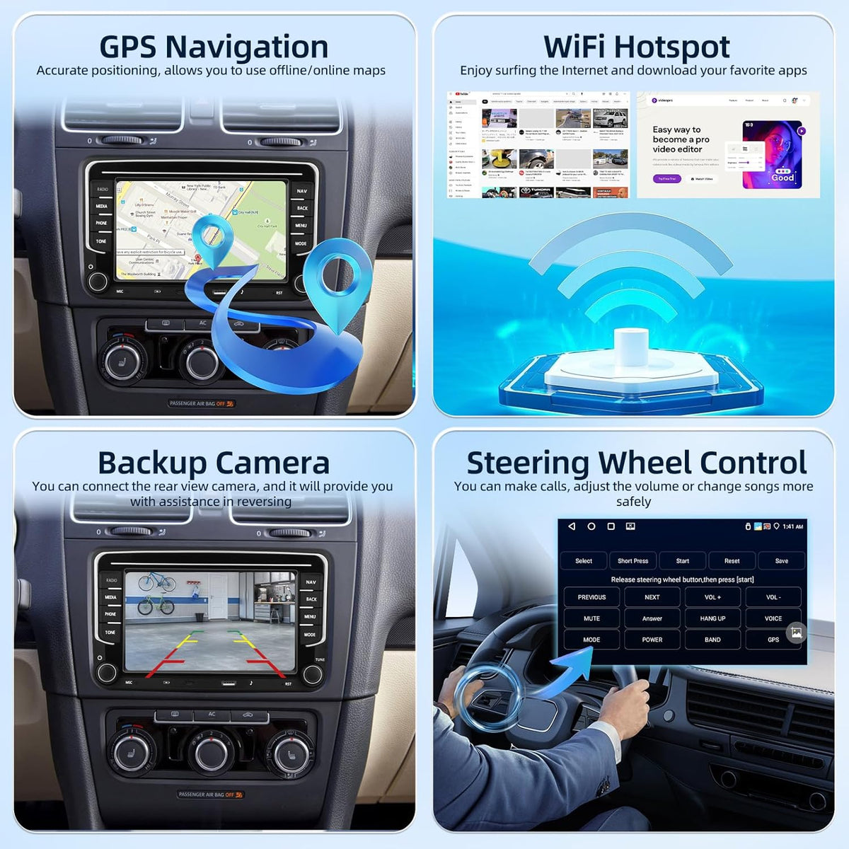 Autoradio – Auto Stereo – Multimedia Speler – Navigatiesysteem – Touchscreen Radio – 7 Inch HD Scherm – Draadloze CarPlay & Android Auto