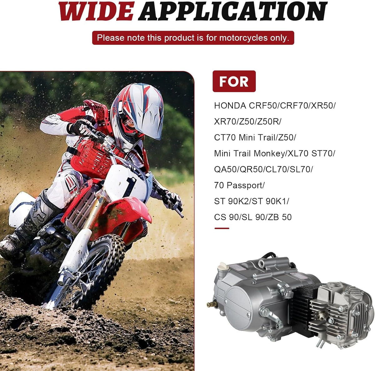 125cc engine 4-stroke engine 4-speed manual clutch motor pitbike engine CDI cylinder 125cc engine Dirt Bike Engine Kickstarter 125cc engine 9.0:1 compression ratio & PZ16J carburetor - QUORE