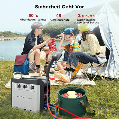 CAMPLUX Gas Boiler 3 Liter Draagbare met Waterpomp Nano 3 Pro-DE, LPG, 50mbar, voor Buitendouche, Camping, Campers, Nano Series