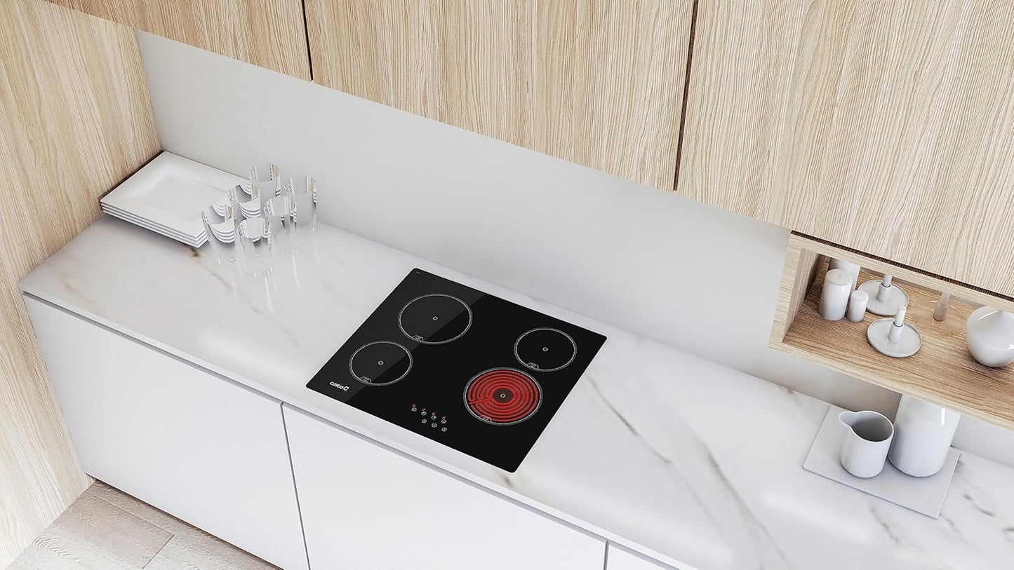 Keramische Kookplaat – Inductiekookplaat – Glaskeramische Kookplaat – Elektrische Kookplaat – Kookveld – 4 High Light Kookzones – 9 Vermogensniveaus tot 6 kW – Tactiele Touchbediening met Akoestische Waarschuwing – Breedte 59 cm