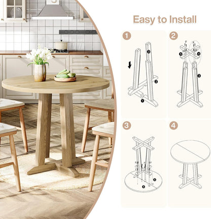 Ronde Eettafel – Eetkamertafel – Dining Table – Houten Eettafel – Kleine Keuken Tafel – Compact 80 cm Diameter – Duurzaam MDF Met Houtfineer