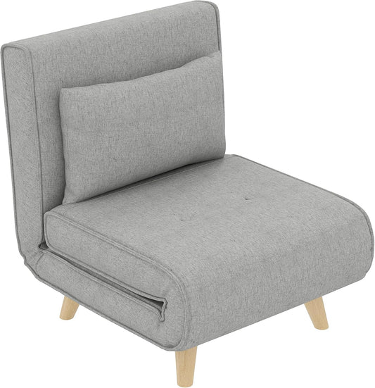 HOMCOM 3-in-1 Sleeping Chair, Folding Sofa Bed with Bed Function, Adjustable Backrest, Pillow, Guest Bed in Linen Look Relax Chair, Folding Chair for Living Room, Bedroom, 72 x 78 x 79 cm, Light Grey - QUORE