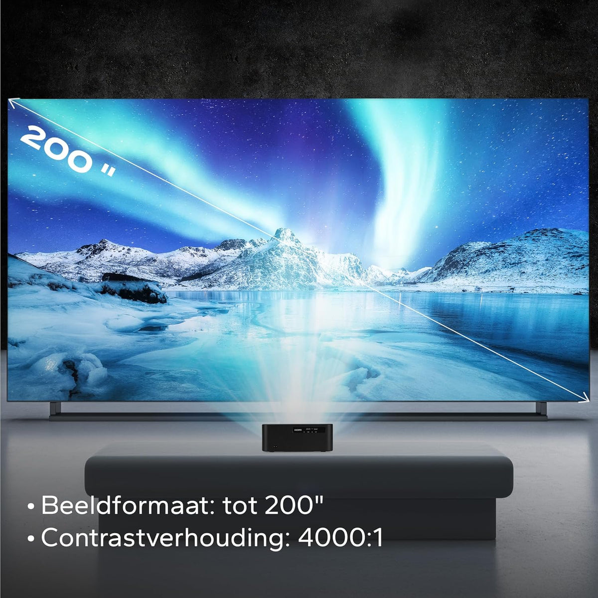 Overmax Multipic 5.2 Beamer – 4K Ondersteuning, Native Full HD 1080P, Smart Projector met Google TV & Google Assistent, Bluetooth/WiFi/Miracast, Auto Keystone, 200" Thuisbioscoop, 7000 Lumen