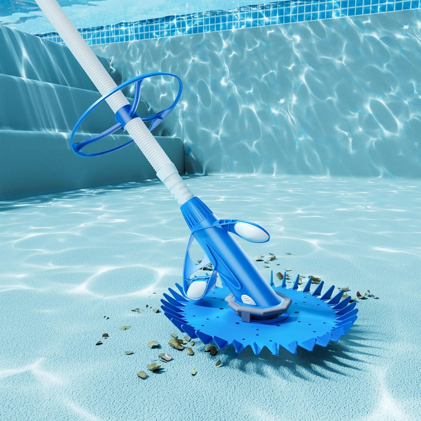 Wiltec automatische zwembadreiniger incl. 12 slangen, bodemzuiger voor het reinigen van zwembaden en pools, zwembadzuiger voor onderhoud en reiniging