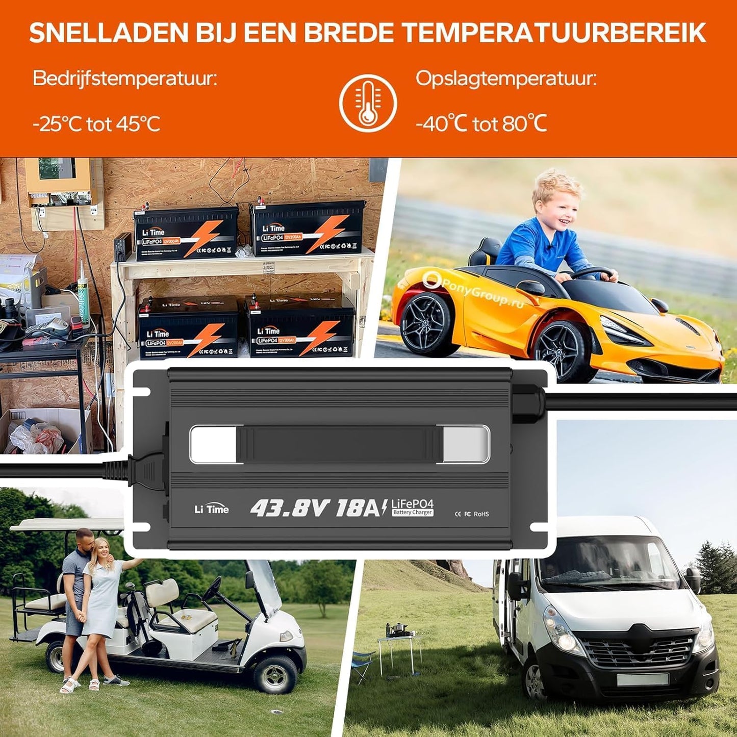 LiFePO4 Oplader – Lithium Batterijlader – Acculader – Smart Charger – 36 V 18 A – 43,8 V Laadspanning – Meervoudige Veiligheidsbescherming met LED-Display