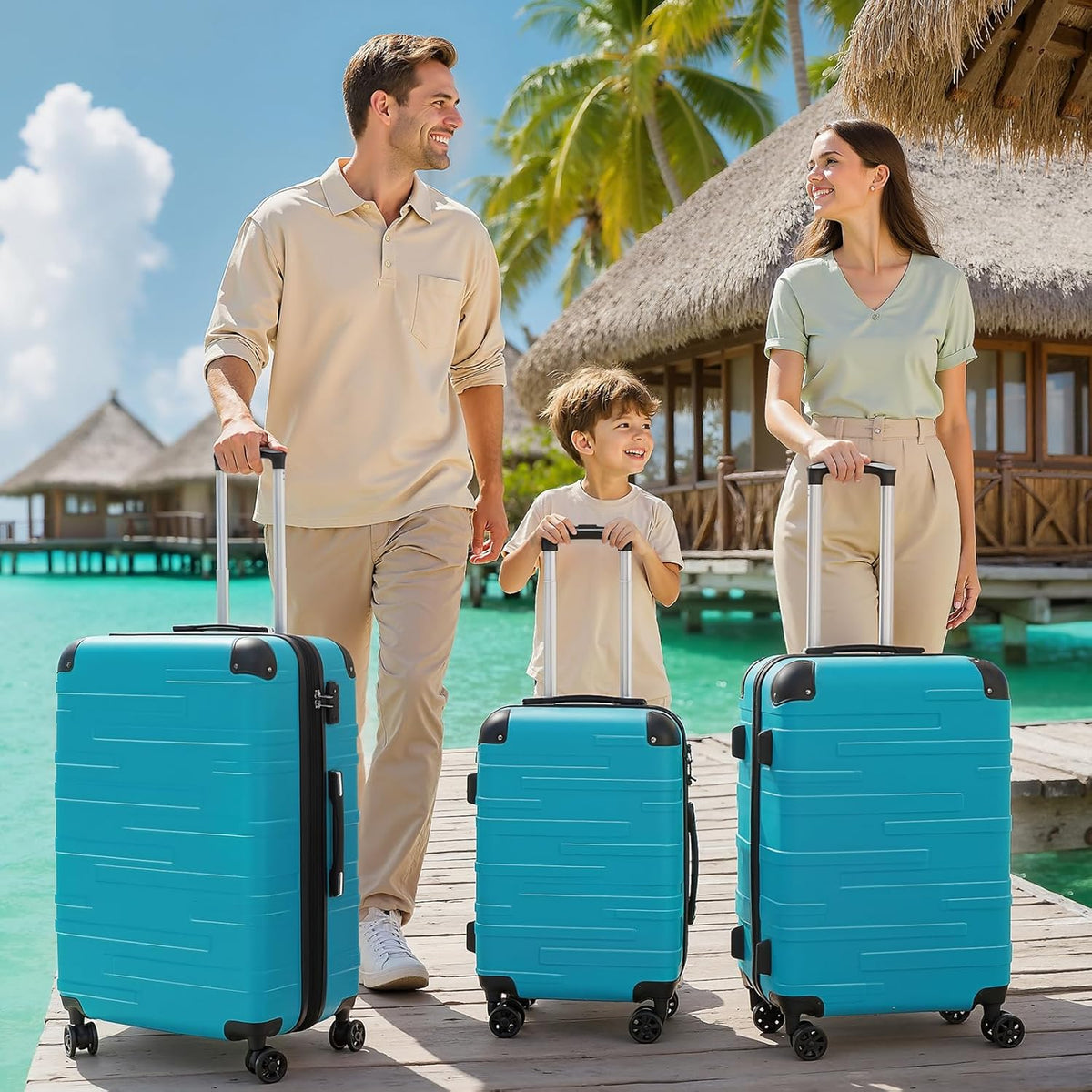 COOLIFE Koffer met harde schaal, rolkoffer, reiskoffer, uitbreidbare bagage (alleen grote koffer uitbreidbaar), ABS-materiaal met TSA-slot en 4 wielen, Großer Koffer