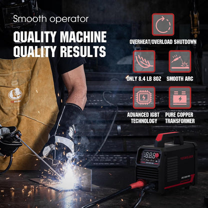 YESWELDER 205Amp ARC Lasser 230V MMA/Lift TIG draagbare Stick Lasser, Grote LED Display Digitale Inverter IGBT Lasmachine met Hot Start Arc kracht, Anti-Stick