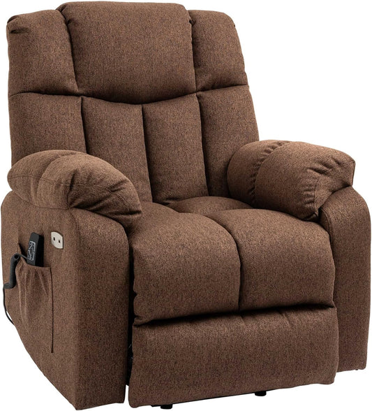 HOMCOM electric tv chair with stand up armchair with remote control with power cable 58 B brown steel polyester 92 x 95 x 107 cm - QUORE