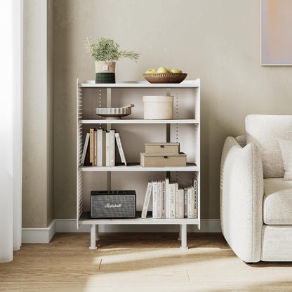 Fenge Boekenplank 4 lagen moderne displayrek plank met Pegboard, kleine boekenkast met verstelbare planken voor woonkamer, slaapkamer, thuiskantoor, 61,6 × 31,2 × 85,3 cm, Wit