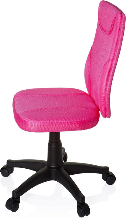 hjh OFFICE 670410 kinderbureaustoel KIDDY BASE netstof roze draaistoel ergonomisch in hoogte verstelbaar