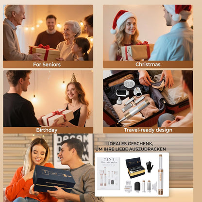 Haarföhn airstyler UKLISS haarstyler & ionen-haardroger Pro7 in 1, haarstyler set met airflow krulborstel, automatisch, ronde borstelföhn, airbrush haarstyler, thermische borstel, multistyler