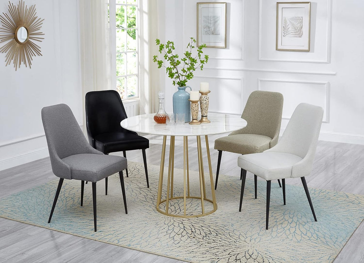 Ball & Cast Gestoffeerde keukenstoelen, set van 2, moderne eetkamer, comfortabele zijstoel met gewatteerde zitting en metalen poten, grijs