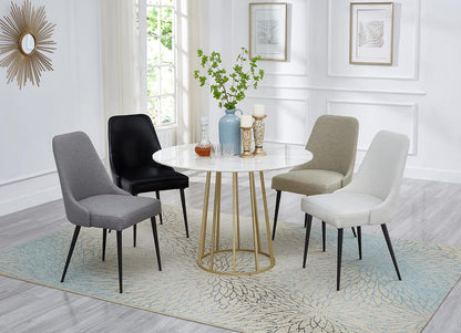 Ball & Cast Gestoffeerde keukenstoelen, set van 2, moderne eetkamer, comfortabele zijstoel met gewatteerde zitting en metalen poten, grijs