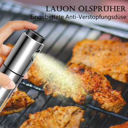 Oliesproeier voor koken, 100 ml roestvrij staal, oliedispenser voor airfryer, keukenaccessoires, oliefles voor salade, barbecue, bakken, braden, grillen