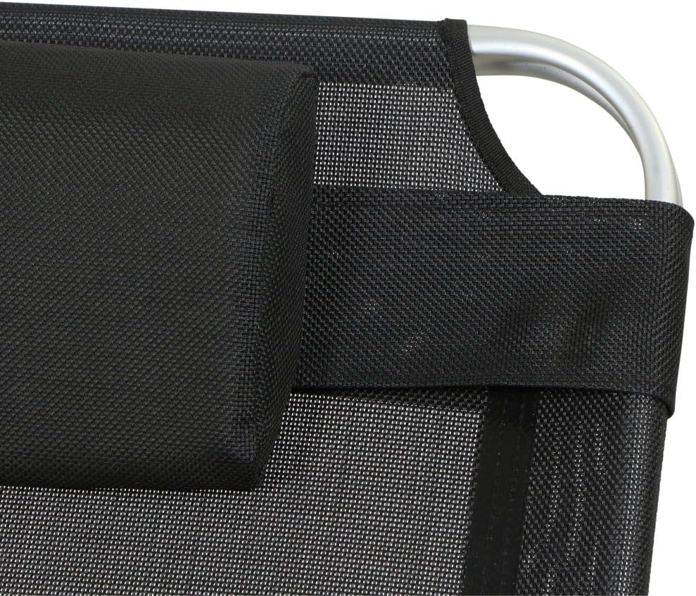 Siena Garden Ligzool, 214x70x45cm, frame: aluminium, zilver, oppervlak: textielbekleding in zwart, zwart