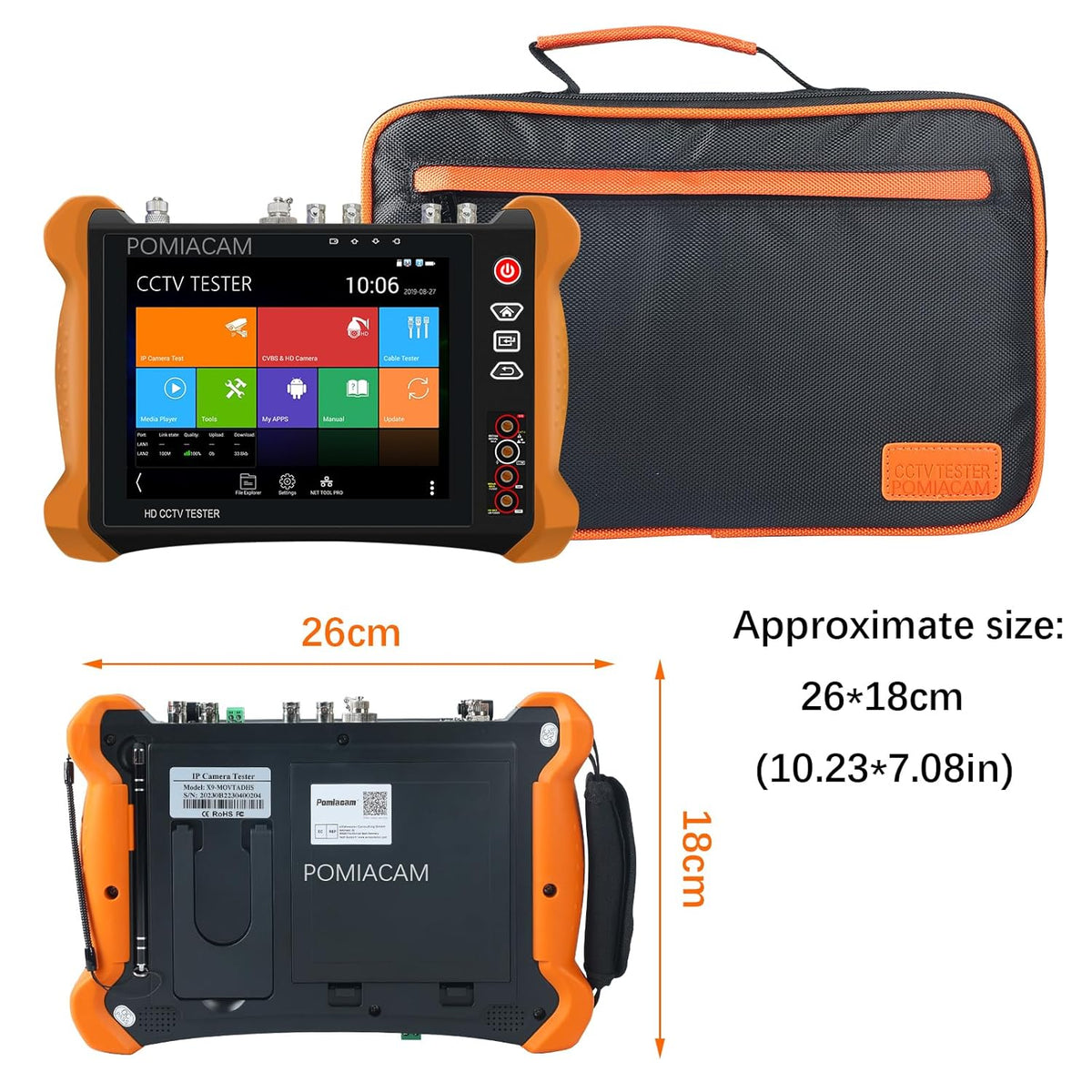 HD CCTV-tester X9MOVTADHS 8-inch 2K-retina-display met bescherming tegen zonlicht HD CCTV-tester met 8MP CVI TVI AHD 8MP EX-SDI HD-SDI 3G-SDI IP-camera Ondersteunt RJ45-kabel TDR-test