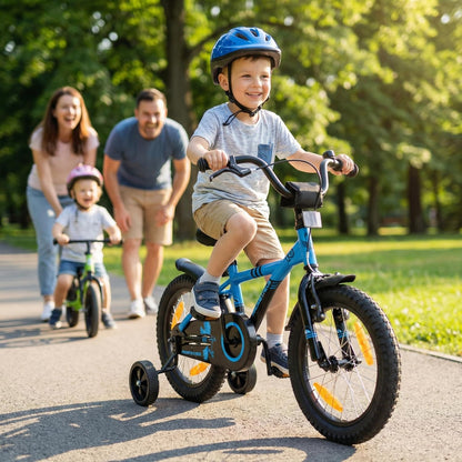 PROMETHEUS BICYCLES kinderfiets 16 inch fiets jongens meisjes van 5 jaar oude met zijwieltjes terugtraprem in blauw BMX