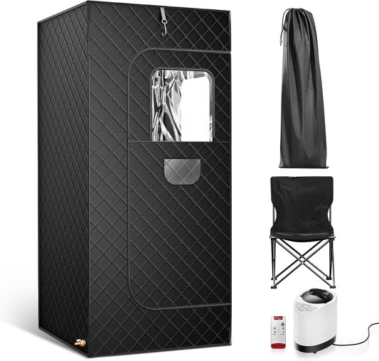Saunakent, stoomsauna voor thuis, 3 minuten snel opwarmen en 9 warmtestanden, draagbare mobiele sauna met 2,6 l stoom, klapstoel, afstandsbediening, 180 x 80 x 80 cm