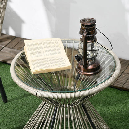 Outsunny Tuinmeubel, bistroset, 3-delig, stalen frame, 2 stoelen + 1 ronde salontafel, kussens, grijs