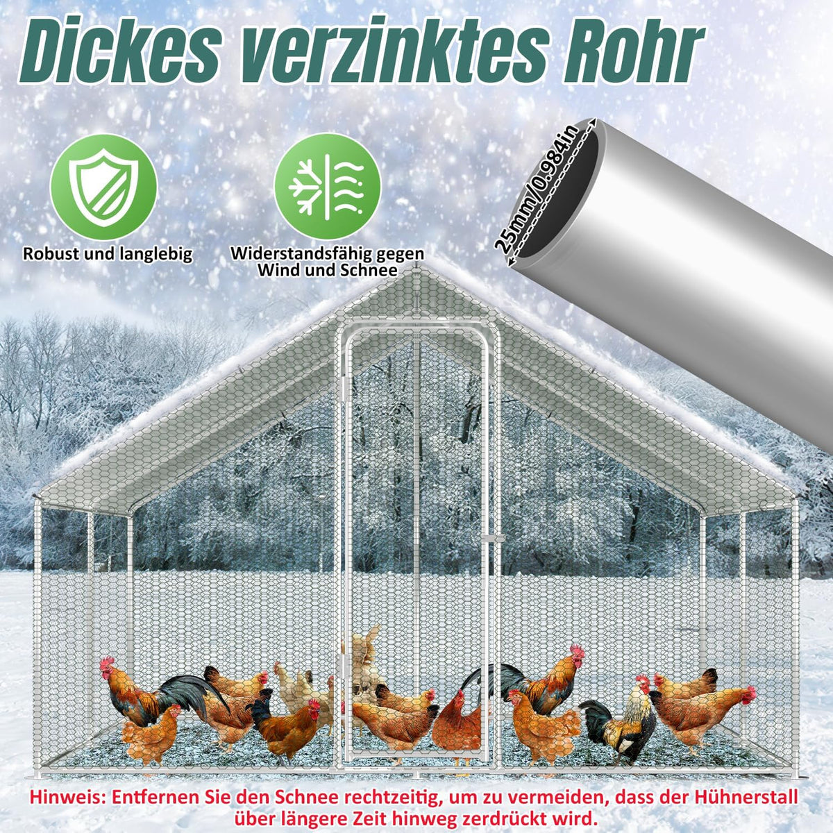 Kippenhok XL – Buitenren – Gevogelthek – Dierenren – Volière – Verzinkt Stalen Frame – 3x2x2 Meter Met Afsluitbare Deur