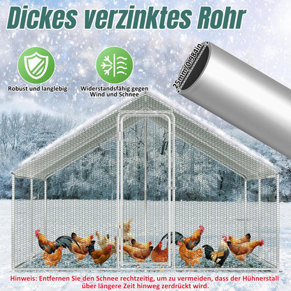 Kippenhok XL – Buitenren – Gevogelthek – Dierenren – Volière – Verzinkt Stalen Frame – 3x2x2 Meter Met Afsluitbare Deur