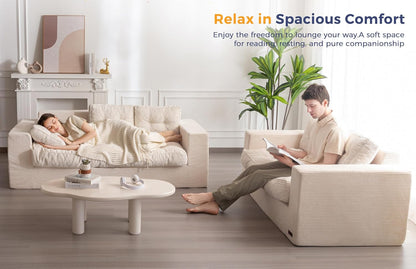 MAXYOYO 3-Zitsbank van Corduroy, Gestoffeerde Staande Fauteuil met Armleuningen, Loveseat zonder Been met Gecapitonneerd Kussen en Rugleuning, Grote Zitzak voor in de Slaapkamer en Woonkamer